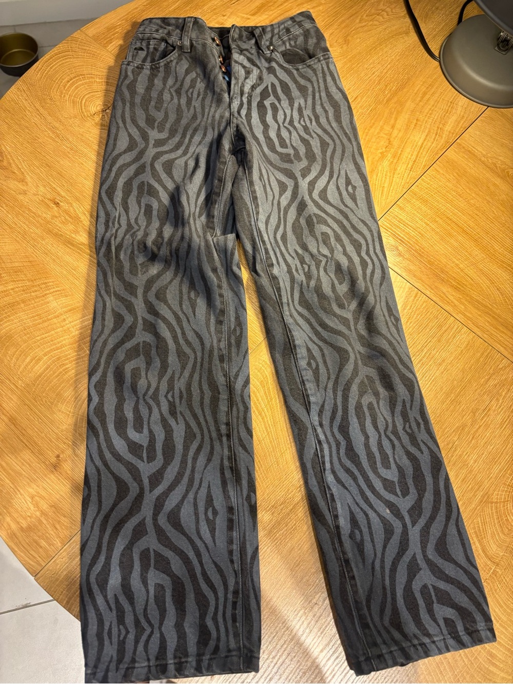 Women’s Straight Leg Jeans in Black Zebra Print